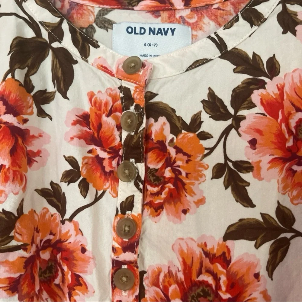 Old Navy Kids Dress - Orange and Brown Floral